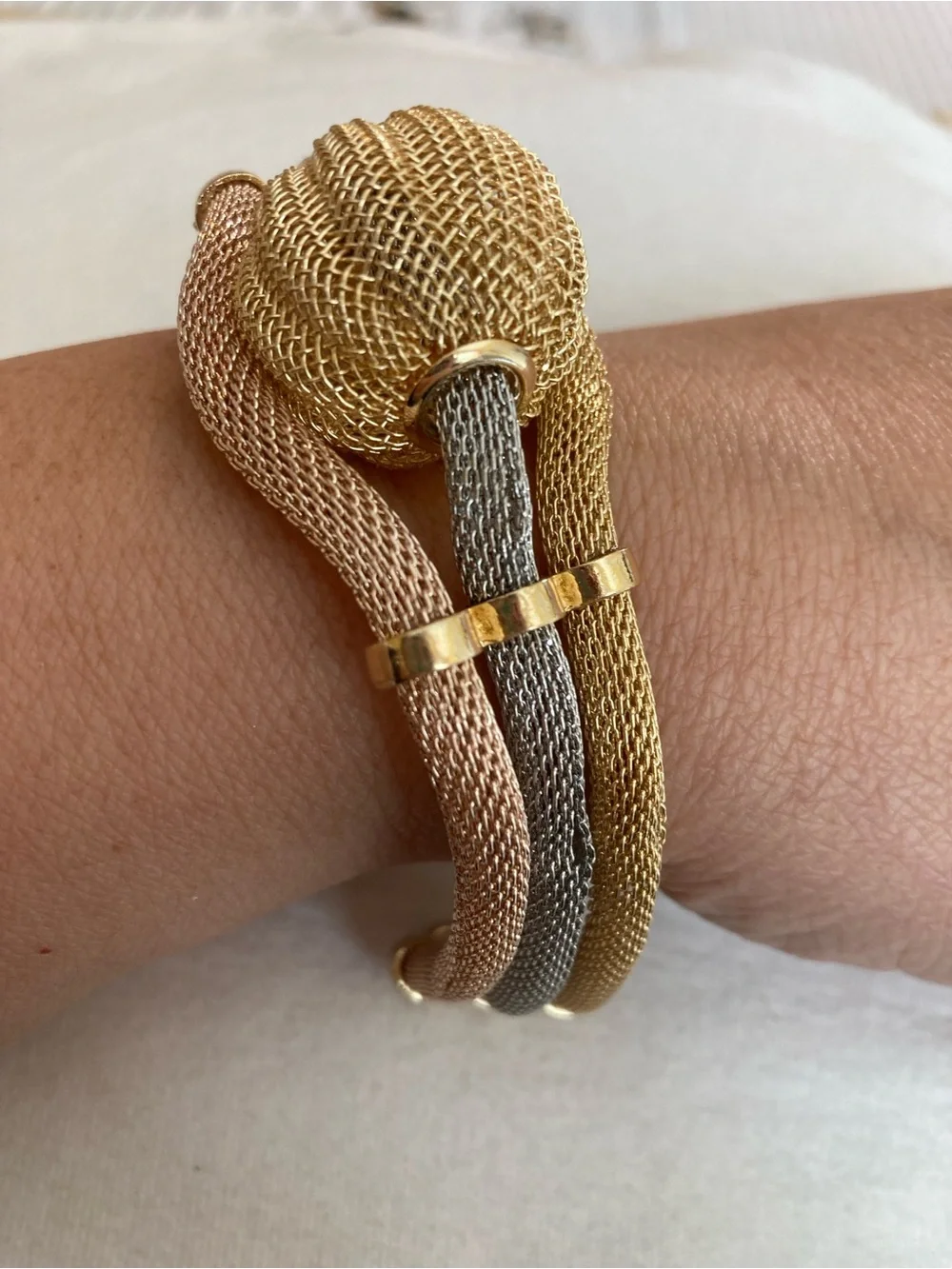 Three Tone Vintage Statement Mesh Bracelet
